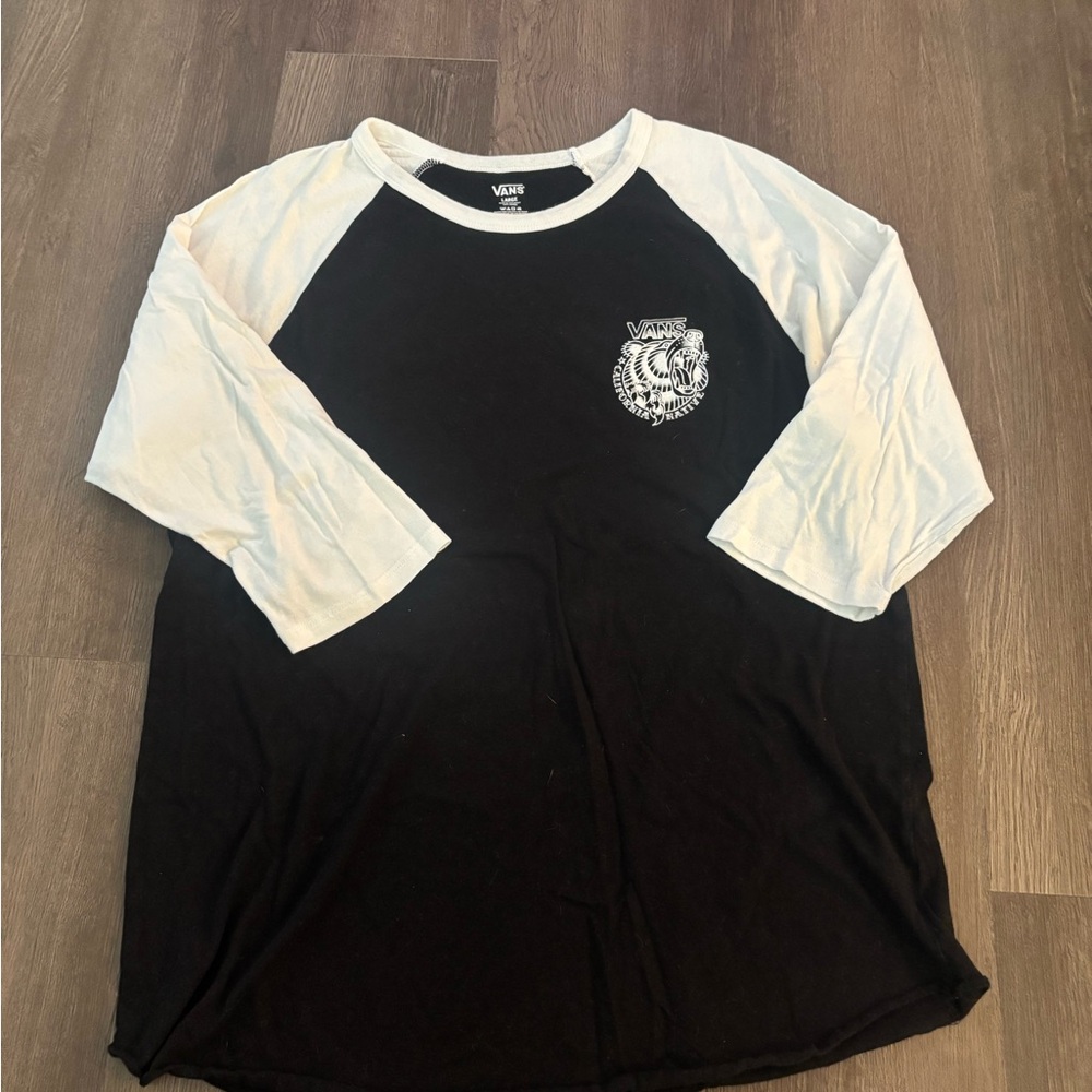 Vans Black and White 3/4 Sleeve Tee